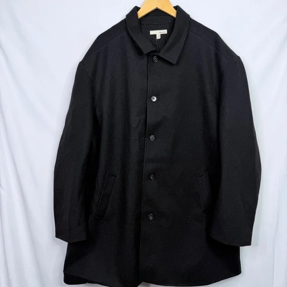 Hawker Rye Car Coat Mens XXL Black Button Front Recycled Polyester Outerwear